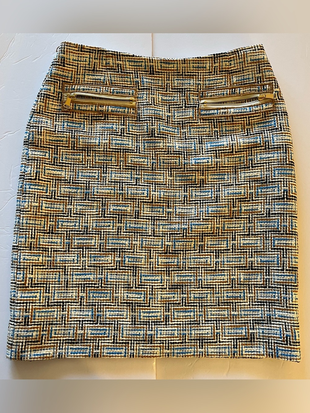 Womens Skirt Size 2 Geometric Tweed Side Zipper Lined Workwear Office